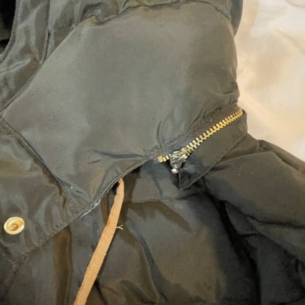 H&M Brown Hooded Women size 6 Down Puffer Jacket With Tan Trim & Zip Pockets - Picture 4 of 12